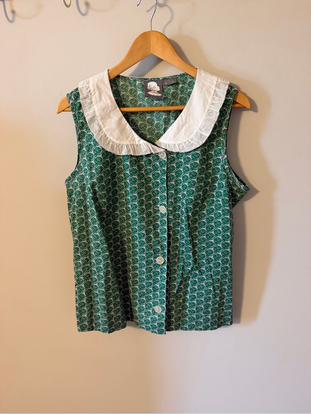 Vintage Anthropologie Girls From Savoy Floral Peter Pan Collar Blouse 12